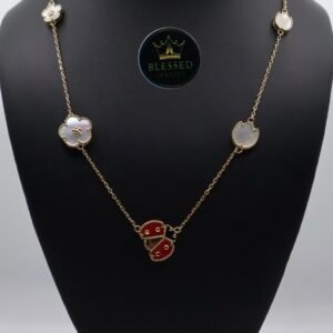 Van Cleef Arples con motivos de Flores y Mariquita 18inch  10k